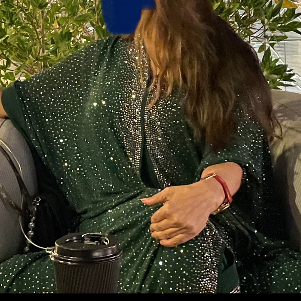 Maxi Kaftan with full crystals Arabic Dubai Abaya covered sleeves prom wedding.